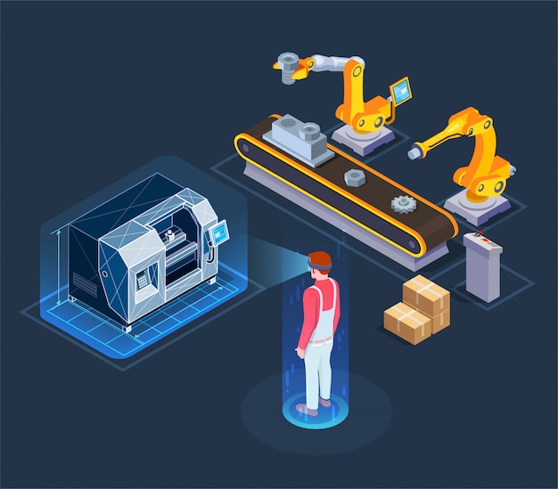 Industrial Augmented Reality Isometric Composition