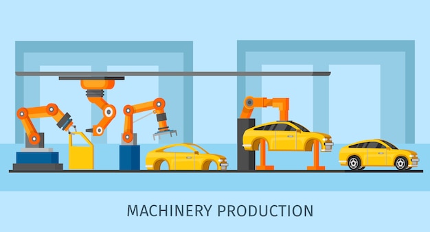 Free Vector industrial automated machinery manufacturing template