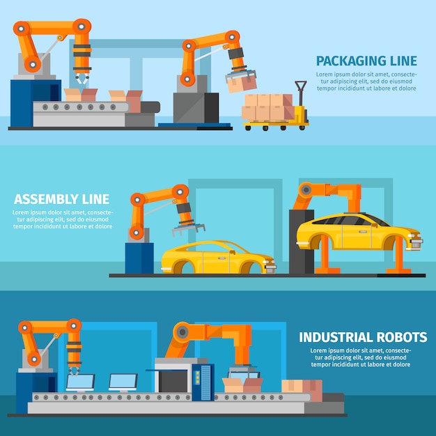 Free Vector industrial automated manufacturing banners