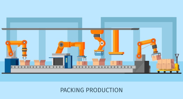 Free vector industrial packing system process template