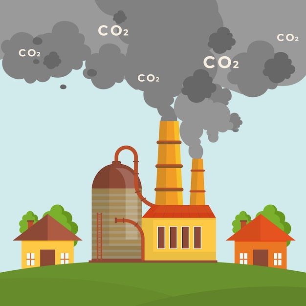 Free vector industry hand drawn flat co2 illustration