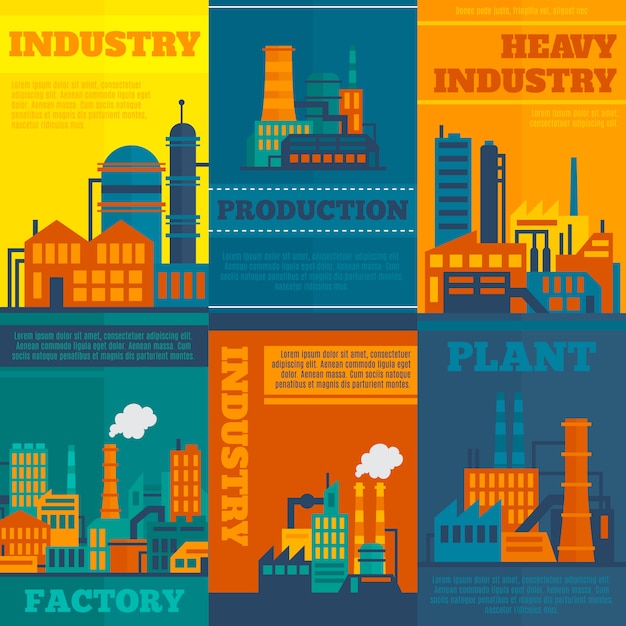 Free Vector industry illustrations with text template set