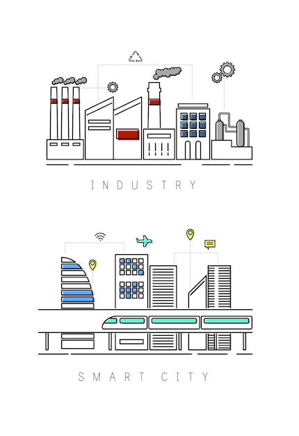 Free Vector industry and smart city 