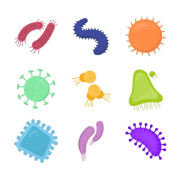 Infection bacteria and pandemic virus flat design