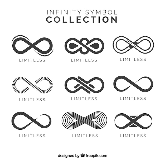 Free vector infinity symbols collection in black color