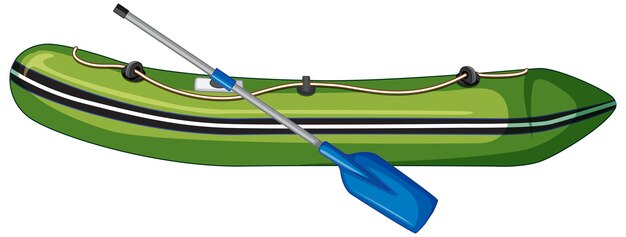 Inflatable boat with oars on white background