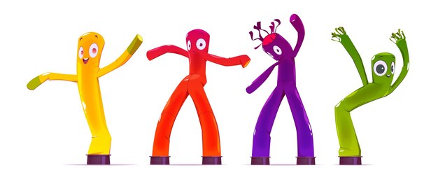 Inflatable tube men, dancing and waving arm advertising characters.