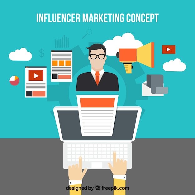 Influencer marketing concept with businessman