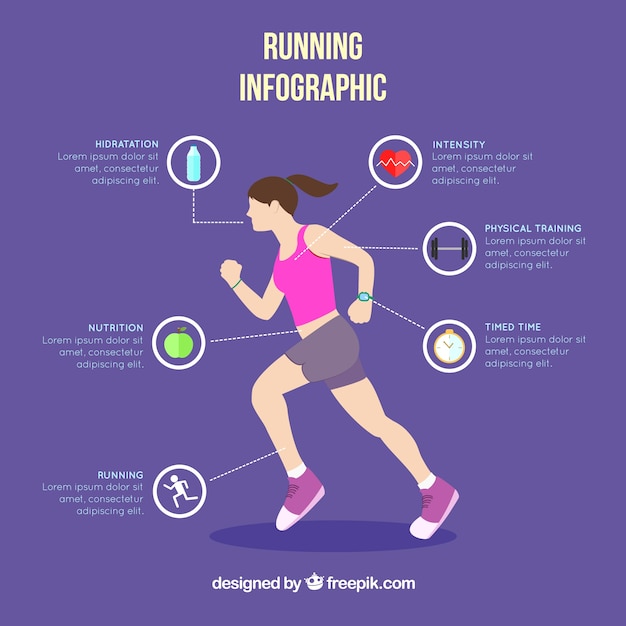 Free Vector infograph of girl running in flat design