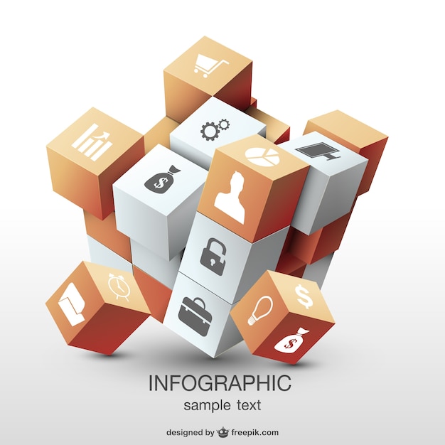 Free Vector infographic 3d cube design 