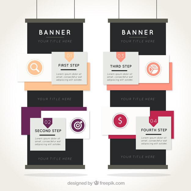 Infographic banners with geometric forms