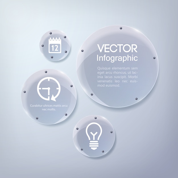 Free Vector infographic business design with icons and glass glossy circles