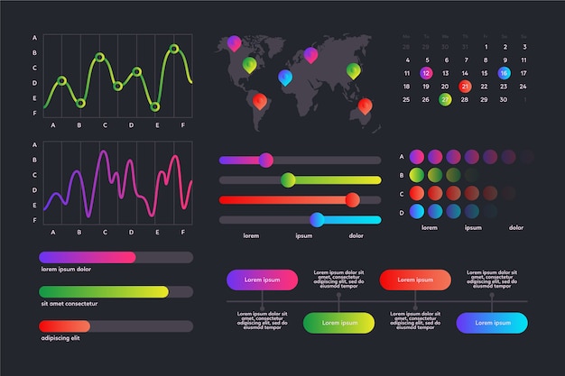 Infographic dashboard element collection