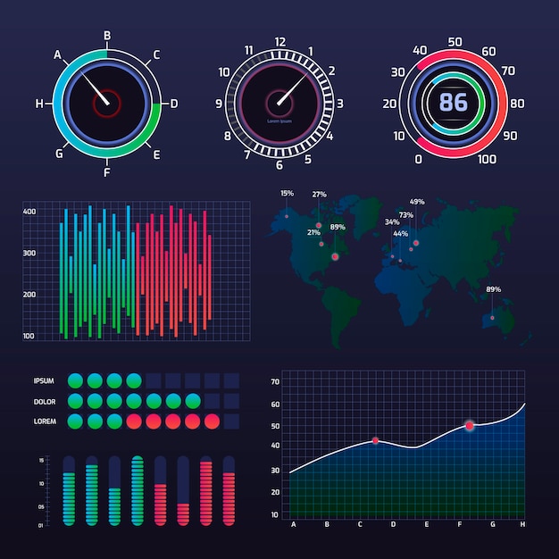 Free Vector infographic dashboard element set