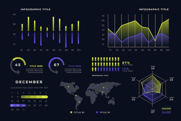 Free vector infographic dashboard element set