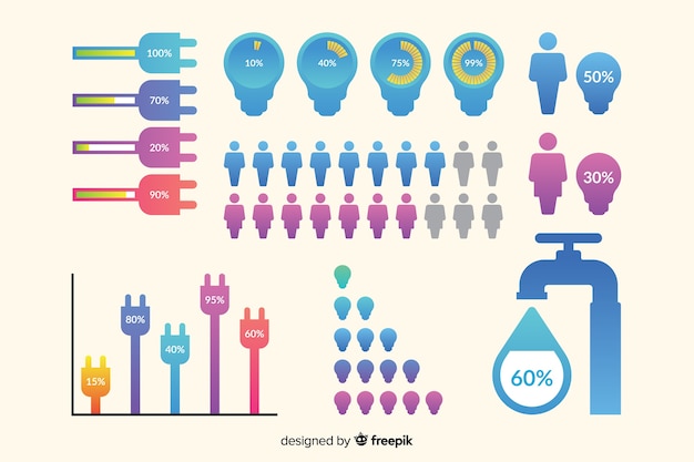 Infographic development elements collection template