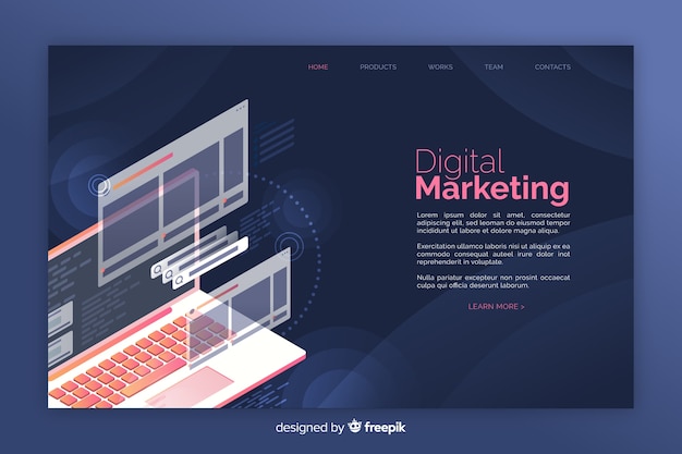 Free vector infographic digital marketing landing page