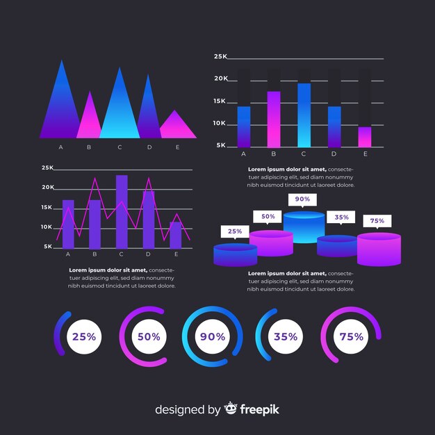 Infographic element collection in gradient style