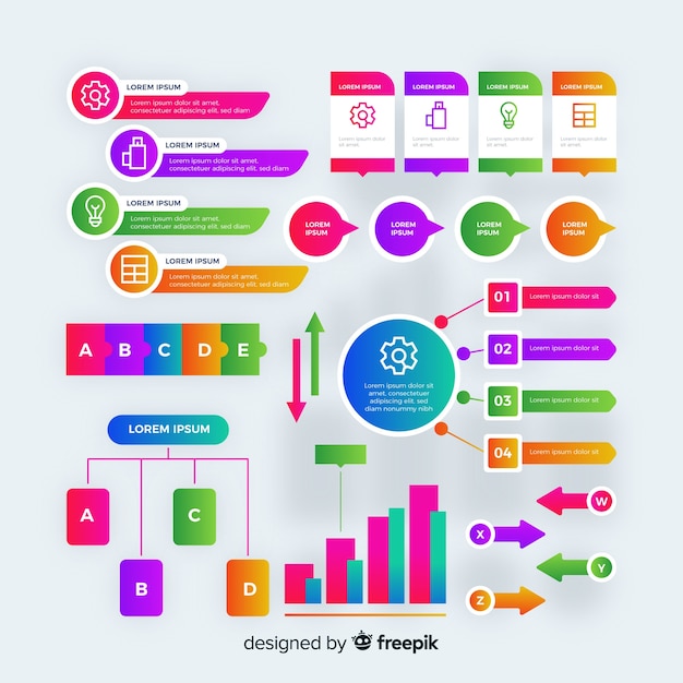  infographic element collection gradient style