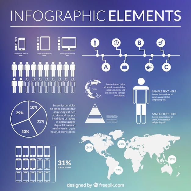 Free Vector infographic elements over a gradient background