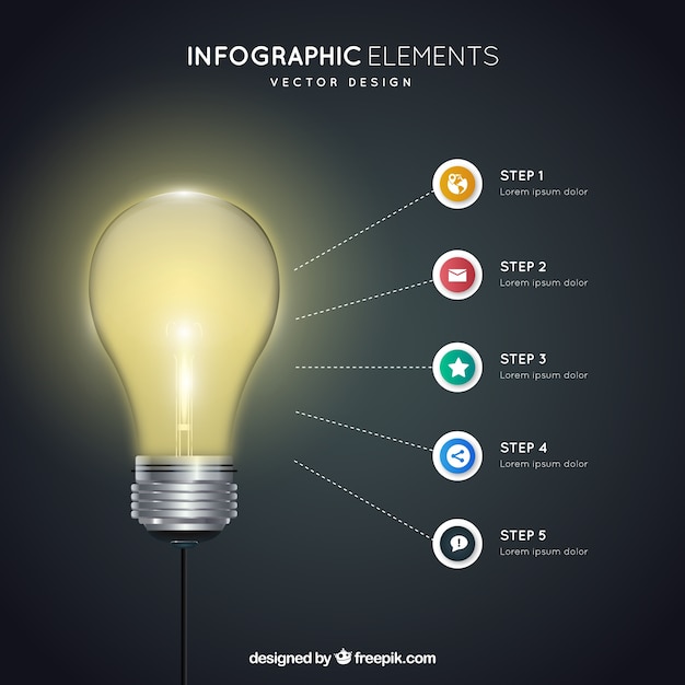 Infographic elements with a lightbulb