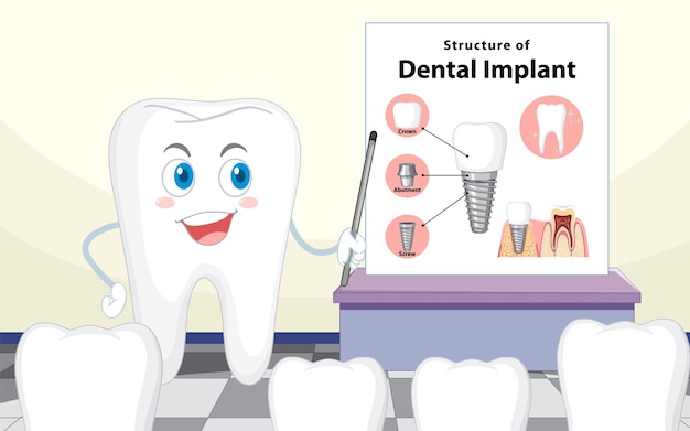 Infographic of human in structure of the dental implant