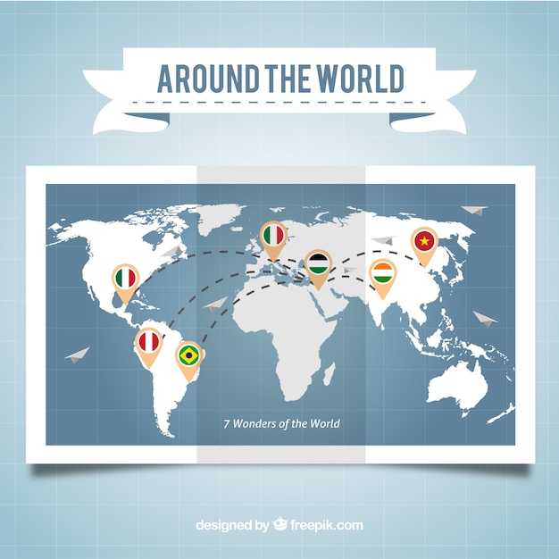 Free Vector infographic map of travel