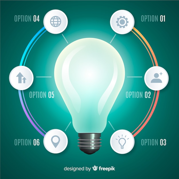 Infographic realistic light bulb background