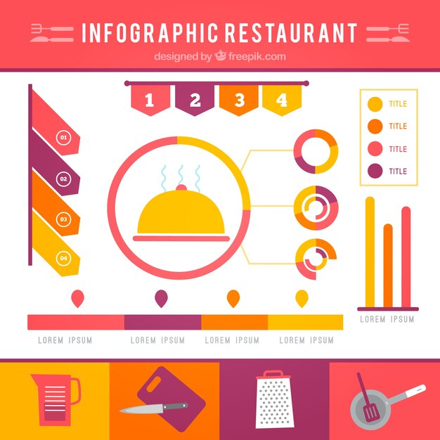 Infographic restaurant in red color