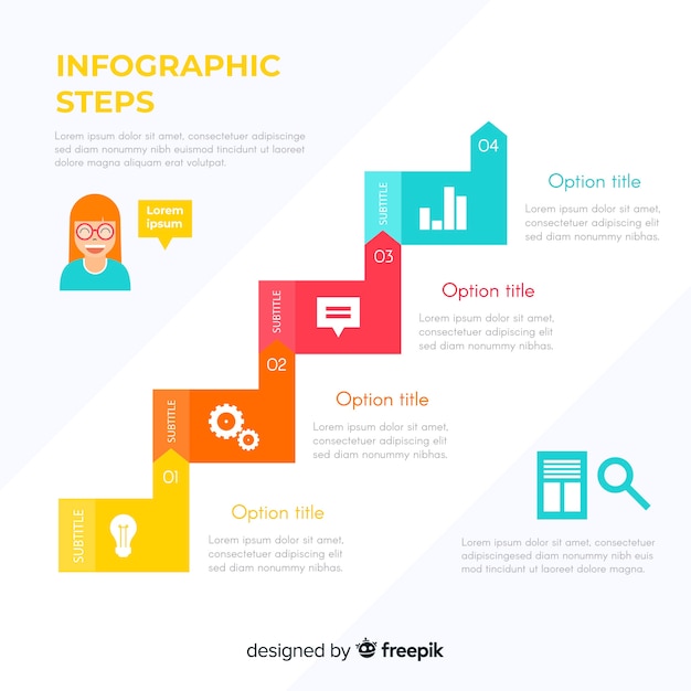 Free Vector infographic steps concept in flat style