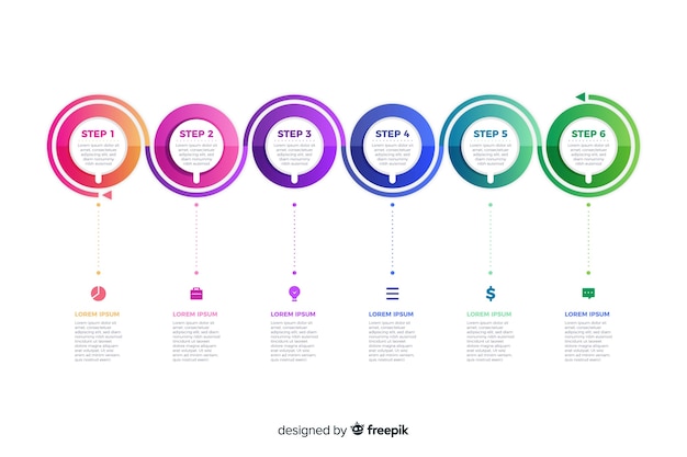 Infographic steps gradient presentation template