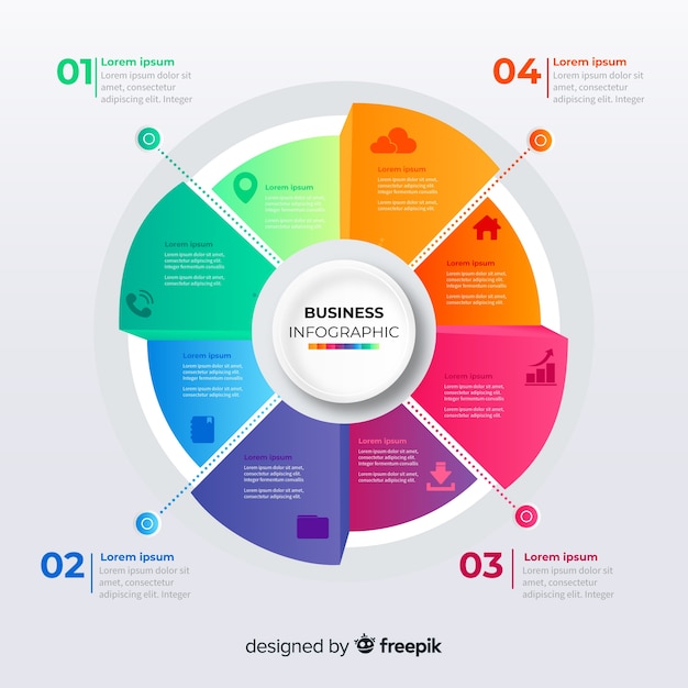 Infographic steps template gradient style