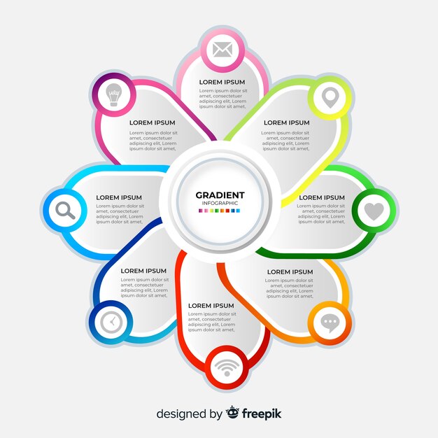 Infographic steps template gradient style