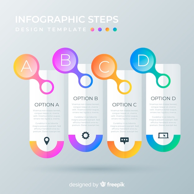 Infographic steps template gradient style