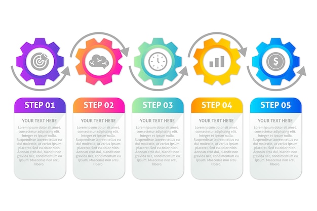 Infographic steps template in gradient