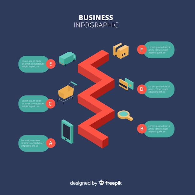 Infographic steps with isometric view