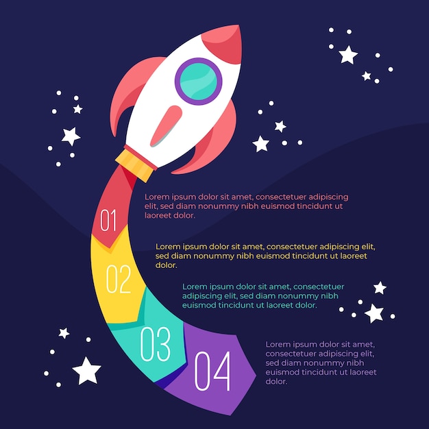 Free Vector infographic steps with rocket