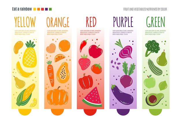 Free Vector infographic template with eat a rainbow concept