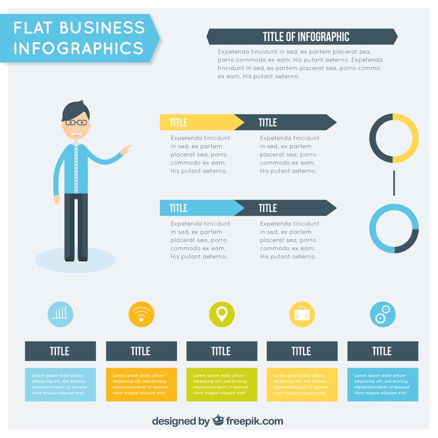 Infographic template with elements and businessman