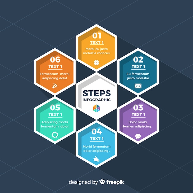 Infographic template with steps concept