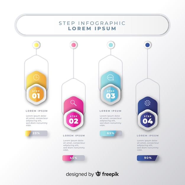 Free vector infographic template with steps concept