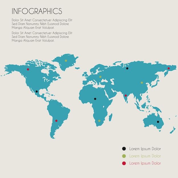 Infographic template of world map