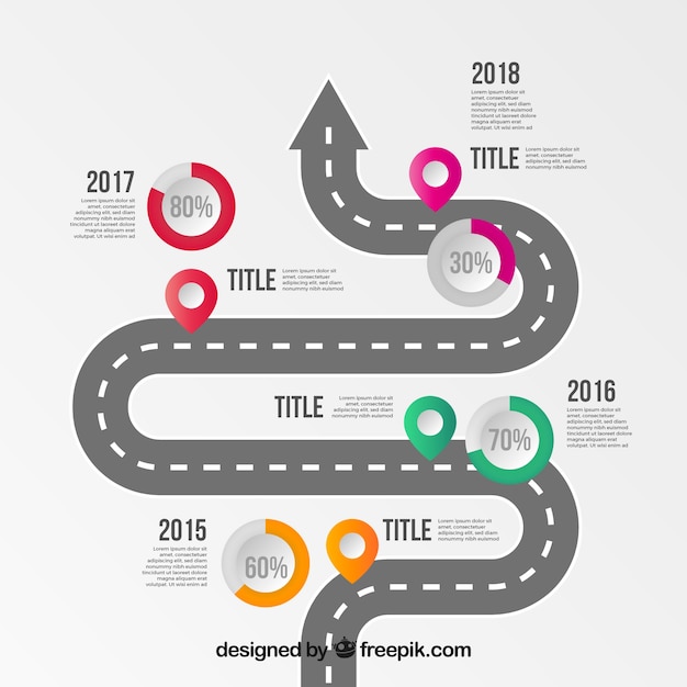 Infographic timeline concept with road