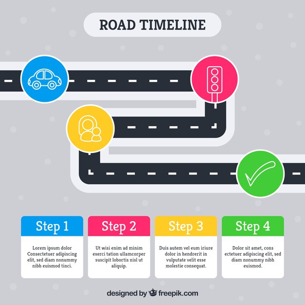 Infographic timeline concept with road