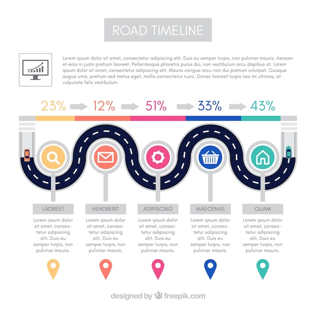 Infographic timeline concept with road