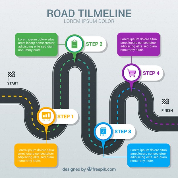 Infographic timeline with road concept