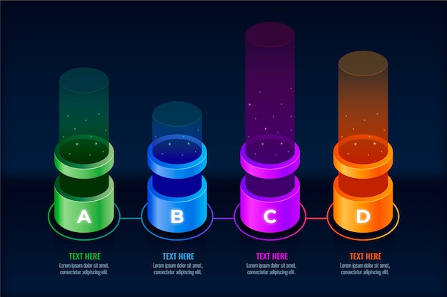 Infographic with 3d colorful bars