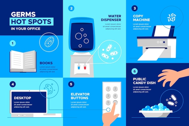 Free Vector infographic with germs hot spots pack