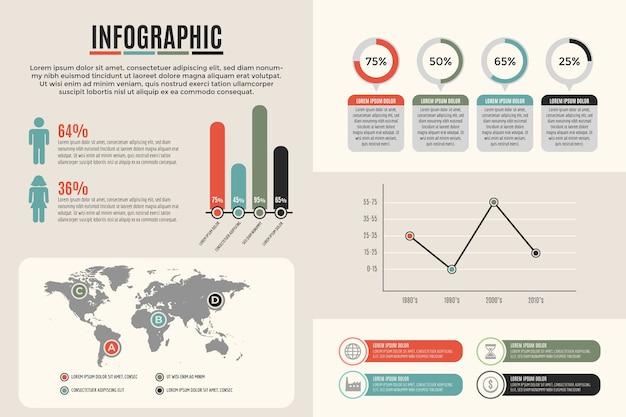 Infographic with retro colors concept