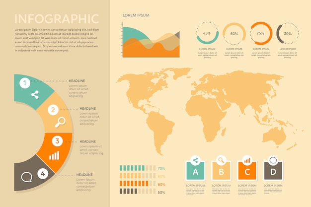 Infographic with retro colors design